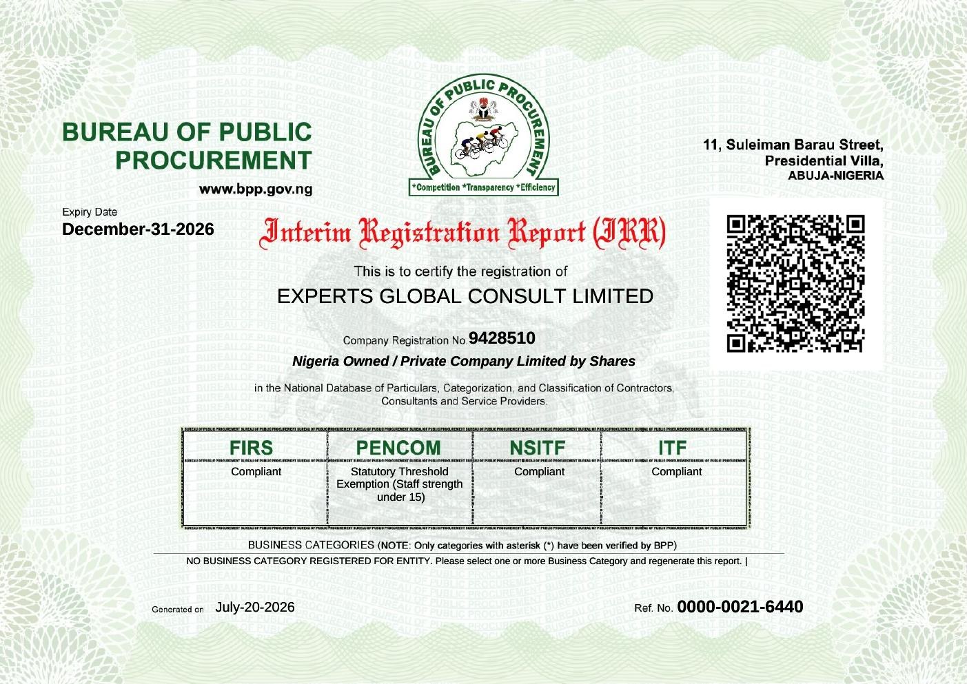 CAC Interim Regulatory Report