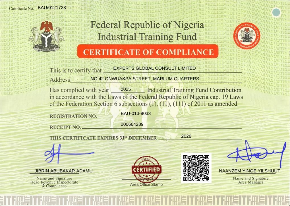 ITF Certificate of Compliance